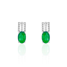 Nouveau 1.06ctw synthèse Émeraude Diamant Boucles d/'oreilles pendantes or 10k percé Leverback
